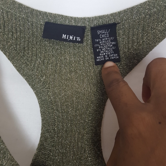 Mixit Metallic Sleeveless Top Shirt Green SZ S/M - Picture 3 of 4